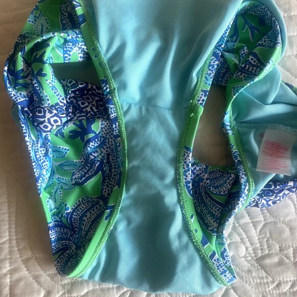 Lilly Pulitzer Yarrow High Waisted Bikini Bottom Cabana Green Keepin it Reel - Picture 5 of 6